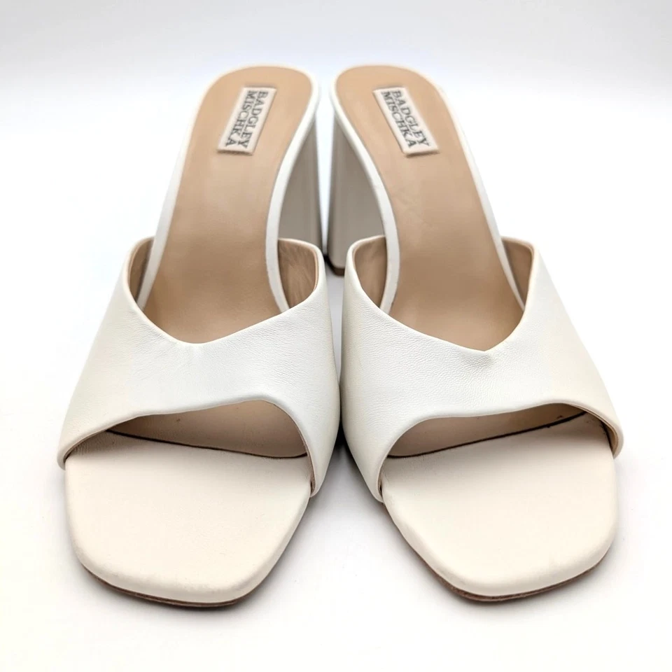 Sandalia Badgley Mischka Cadence Tacón Deslizable Para Mujer Blanco Suave Talla US8.5 EU39 Foto 2 de 4