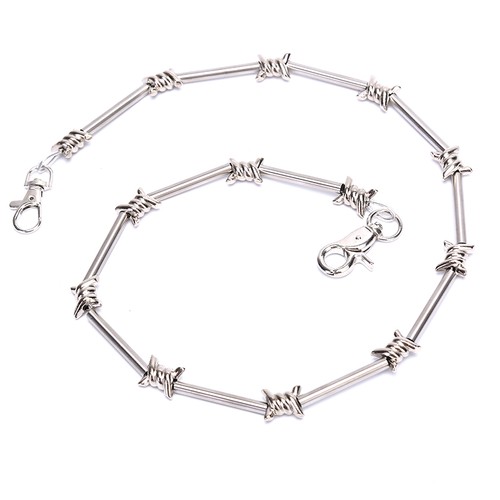 29" Heavy Metal Barbed Wire Silver Wallet Chain Punk Pants Chain Hip Hop Jewe QU - Imagen 12 de 12