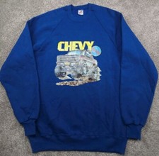 Vintage Chevy Truck Sweater Mens Extra Large Blue 4x4 80s Made In Usa Jerzees