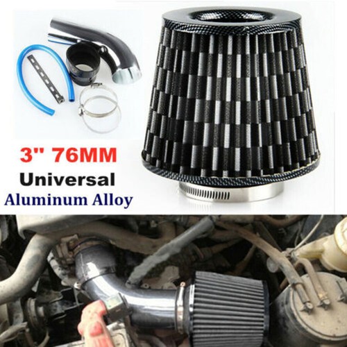 3" 76mm Aluminum Alloy Car Truck Air Intake Pipe+Cold Air Intake Filter+Clamp
