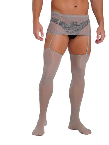 Medias sexy de lencería con tirantes de encaje pantimedias de malla liguero para hombre - Imagen 21 de 104