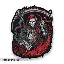 Grim Reaper Biker Back Patch - Large Embroidered Death Soul Symbol for Jackets
