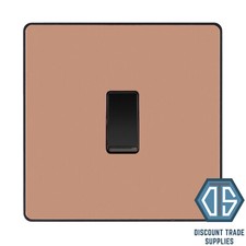 BG Evolve Polished Copper Screwless Switches & Sockets Black Inserts Full Range