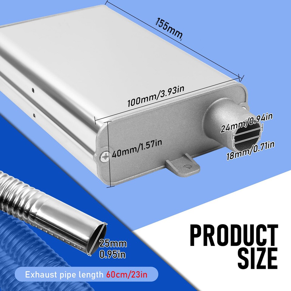 60cm Fuel Tank Exhaust Pipe Silencer Set For Auxiliary Heater 24mm