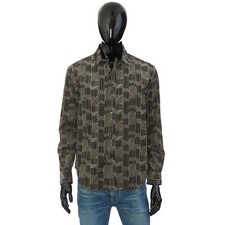SAINT LAURENT PARIS 950 Overshirt In Black Chalk Ribbed Velvet Cotton