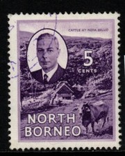 NORTH BORNEO SG360 1950 5c VIOLET FINE USED