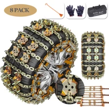 8Pcs Steel Tire Snow Chains Fit Car SUV Pickup Trucks Emergency Thickening Chain