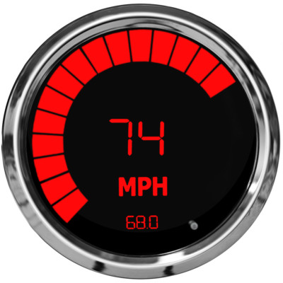 3 3/8'' Universal Speedometer Tachometer Bargraph Gauge Red LED Chrome Bezel