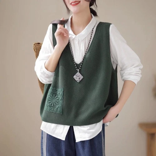 Damen Weste ärmellos Weste Pullover Pulli V-Ausschnitt Tank Tops Strickpullover - Bild 2 von 24
