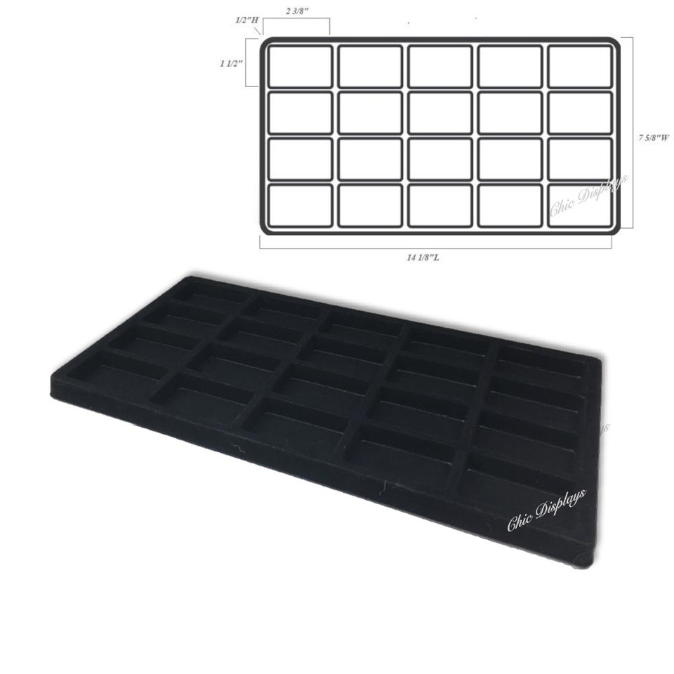 7pc Jewelry Display Trays Black Jewelry Trays Lot 7 Trays Jewelry Liner