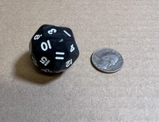 Marbleized Black D30 30 Sided Dice D&D RPG Gaming Die Koplow 30mm