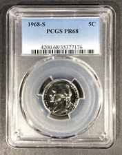 1968-S Proof Jefferson Nickel PCGS PR-68, Buy 3 Items, Get $5 Off!!