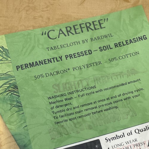 NEW VTG Bardwil "Carefree" Dacron BIG Yellow Tablecloth 60 X 120 USA NEW NOS - Picture 6 of 8
