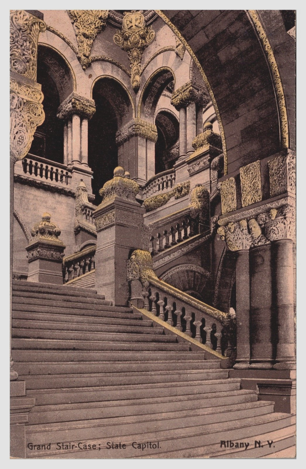 Grand Stair Case State Capitol Albany New York NY Undivided  Postcard