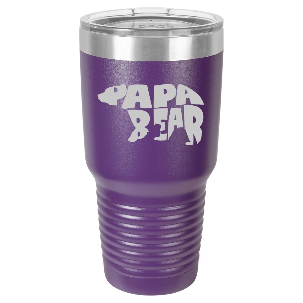 Tumbler 20oz 30oz Travel Mug Cup Vacuum Insulated Stainless Dad Father Papa Bear