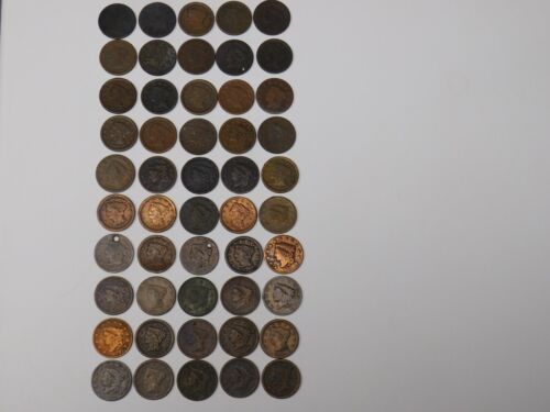 LARGE CENTS, GROUP OF 50 CULLS, INCLUDES COUNTERSTAMP, DRAPED BUST & 1817 N-12 - Picture 1 of 10
