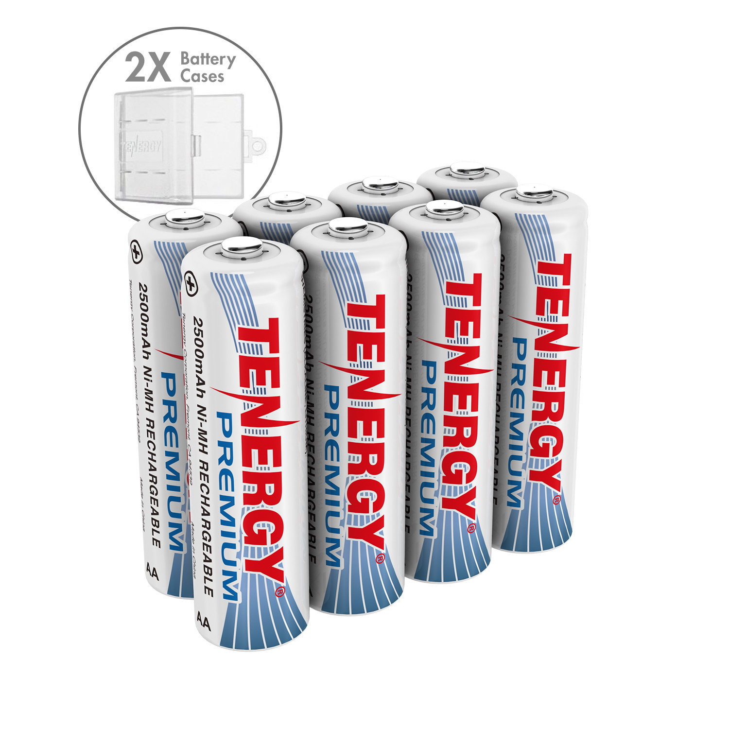 Tenergy Premium AA 2500mAh High Capacity NiMH Rechargeable Batteries Cell AA Lot