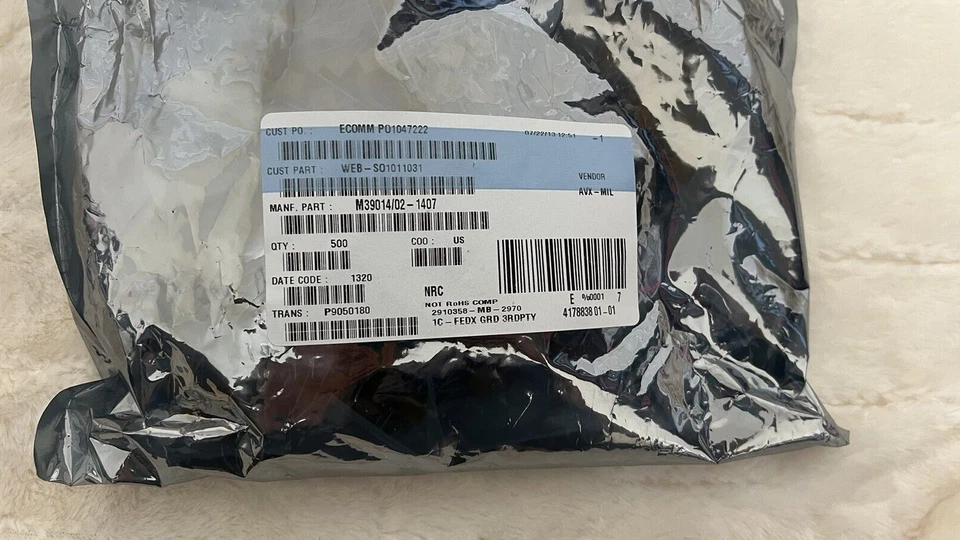 Запечатанный 100 шт. AVX M39014/02-1407 CAP CER 1UF 50V X7R 10% радиальный 5,08 мм мил - Изображение 3 из 4