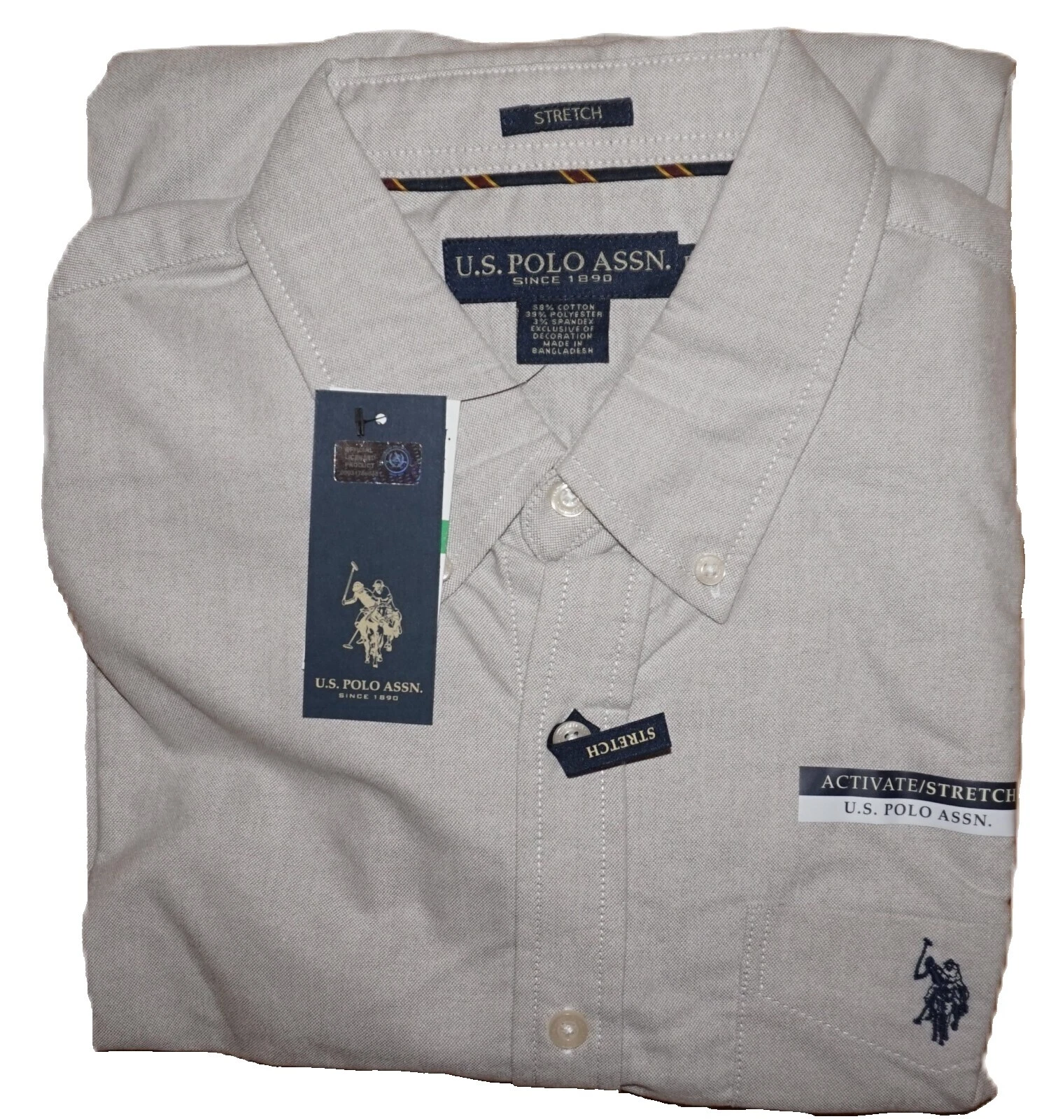 Polo Assn. de EE. UU. Camisas lisas informales con botones para hombre