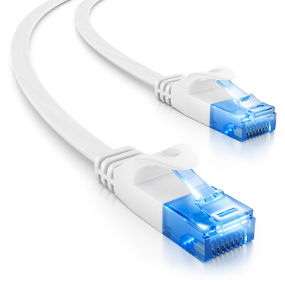 deleyCON 5m CAT6 flaches Patchkabel Flachkabel Netzwerkkabel LAN Kabel Weiß