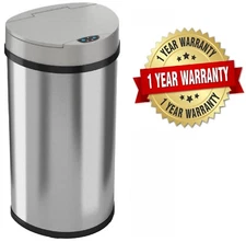 Semi-Round Extra-Wide Opening Touchless Sensor Trash Can Kitchen 13G