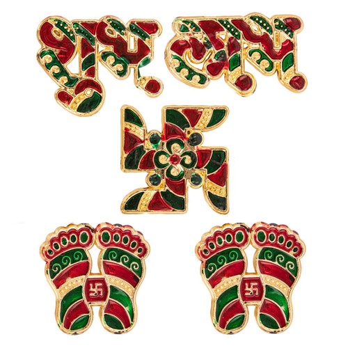 Shubh Labh Diwali Stickers Pagla Swastik Floor Door Wall Rangoli Hindu Decor 5x - Picture 6 of 7