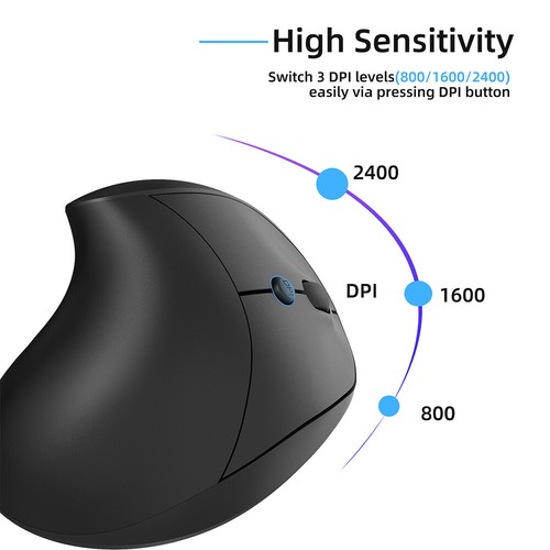 Souris ergonomique verticale sans fil 2.4G, rechargeable, avec récepteur USB ~Ho - Afbeelding 9 van 18