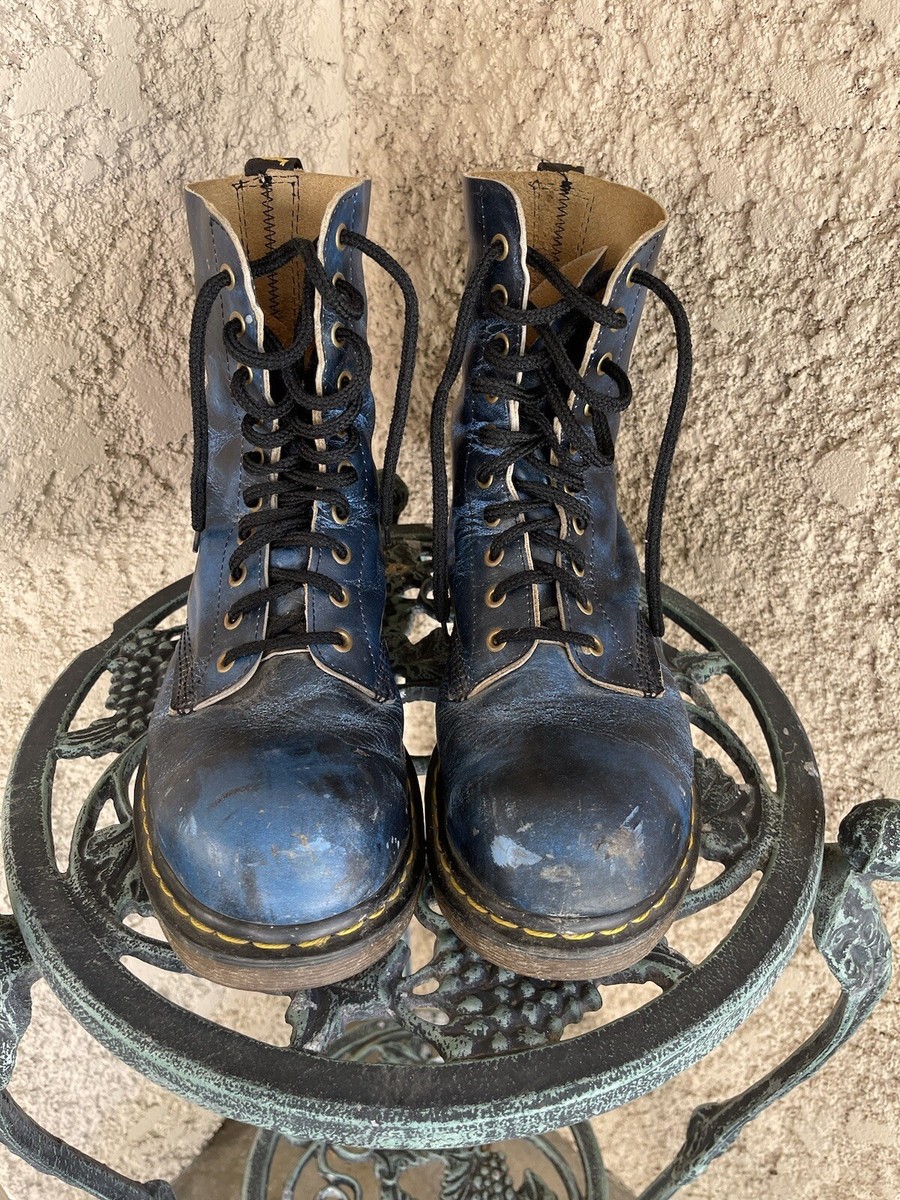 Vintage Blue Doc Martens Steel Toe Air Wair Boots Made in