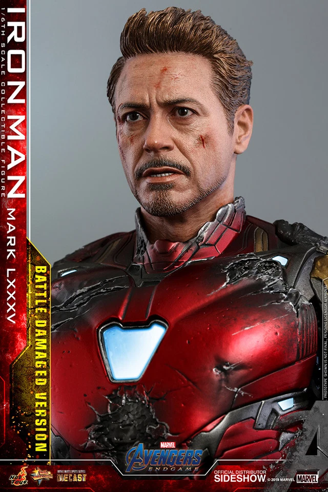 Hot Toys Marvel Avengers Endgame Iron Man Mark LXXXV Batalla Dañado Die Cast Nuevo Foto 2 de 4
