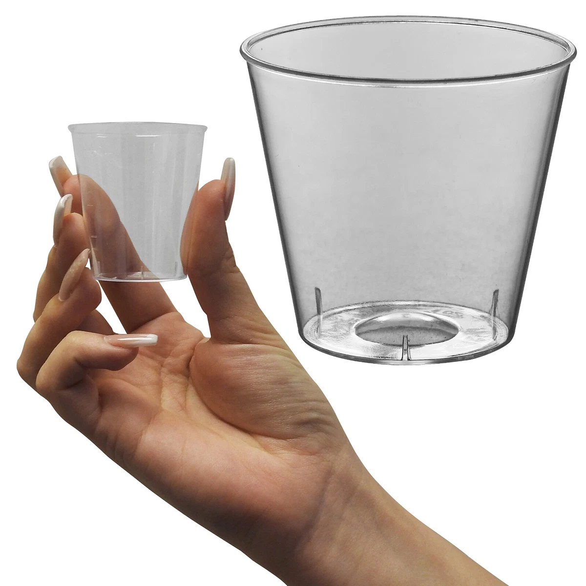 Essential Re-Usable Plastic Double Measure Party Clear Large Shot Glasses  40ml