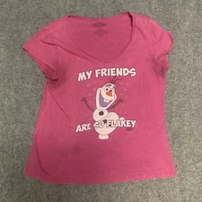 Disney "My Friends Are So Flaky"  Women’s Shirt Size XL Pink Short Sleeve