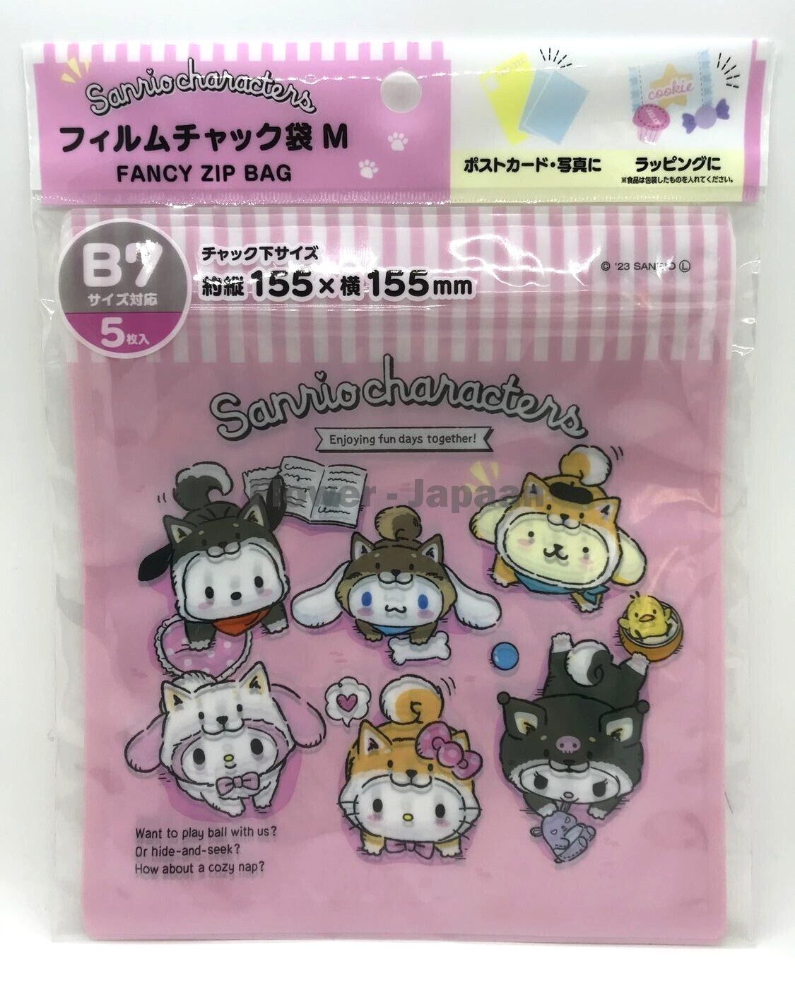 Sanrio Characters Fancy Zip Bag Kuromi Hello Kitty B7 Size 5 Pieces Anime 3