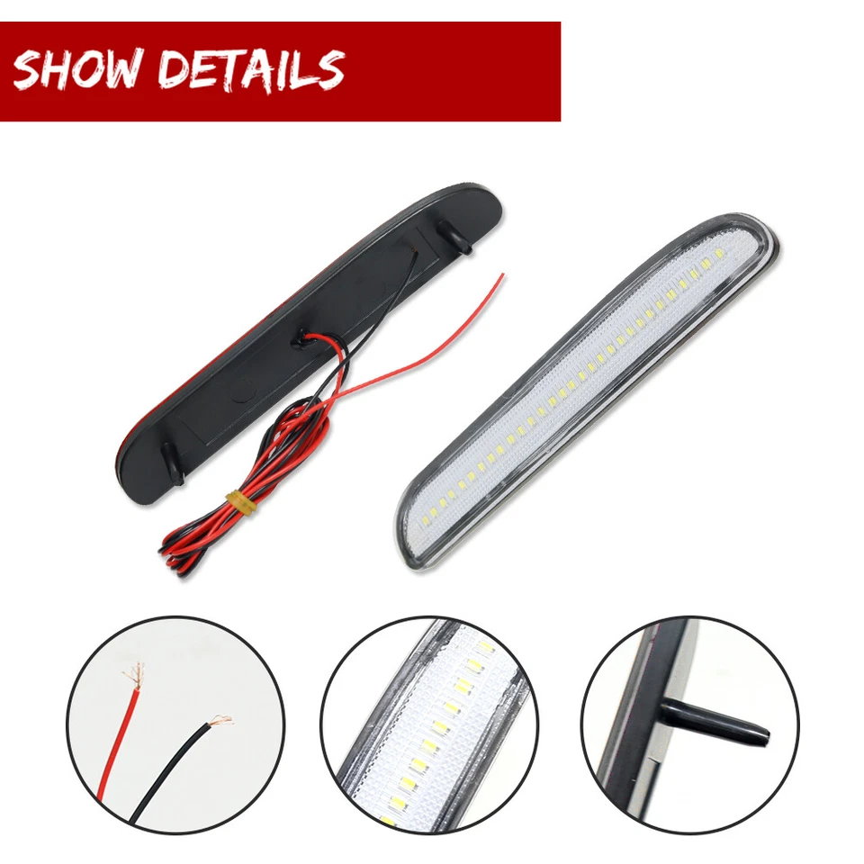 FOR 1994-1998 FORD MUSTANG REAR LED BUMPER SIDE MARKER LIGHTS LAMPS 2PCS CLEAR - Image 3 of 4