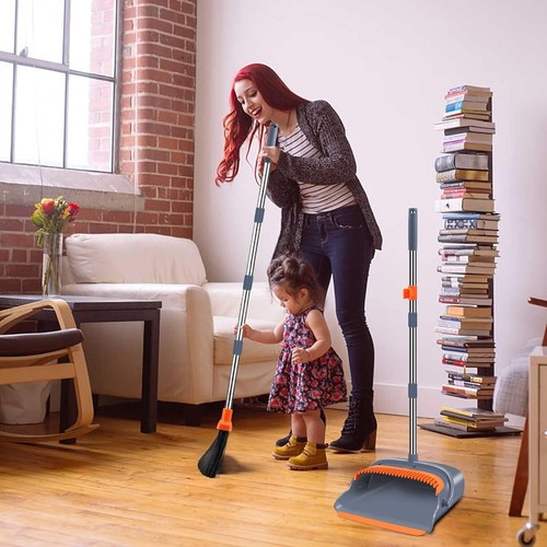 Broom Dustpan Set Stainless Steel 38-50in Heavy Duty Self-Cleaning Indoor Out... - Picture 9 of 9