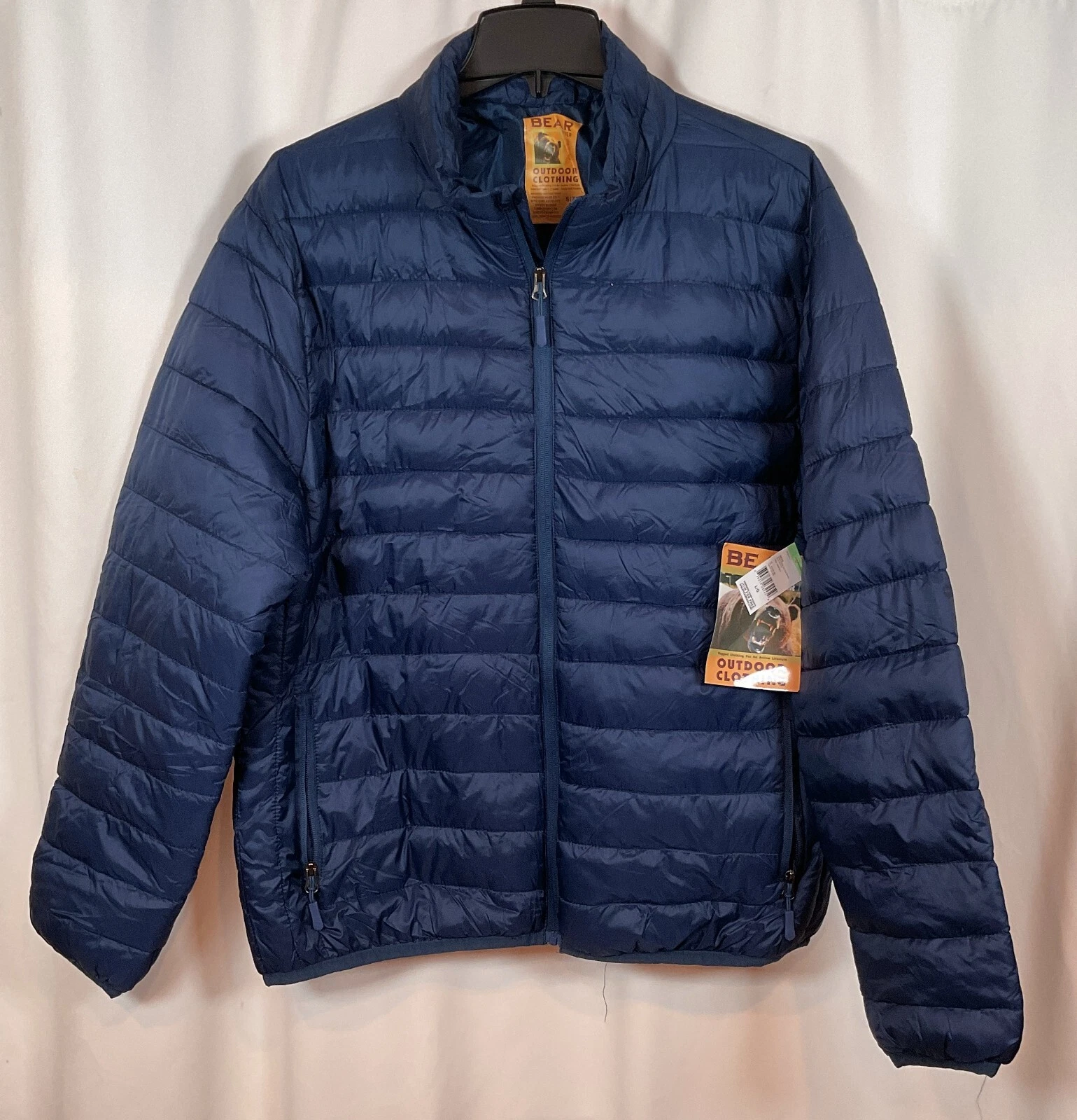 BEAR RIVER Mens Size Large Navy Blue Lightweight Skinny Puffer Packable Jacket