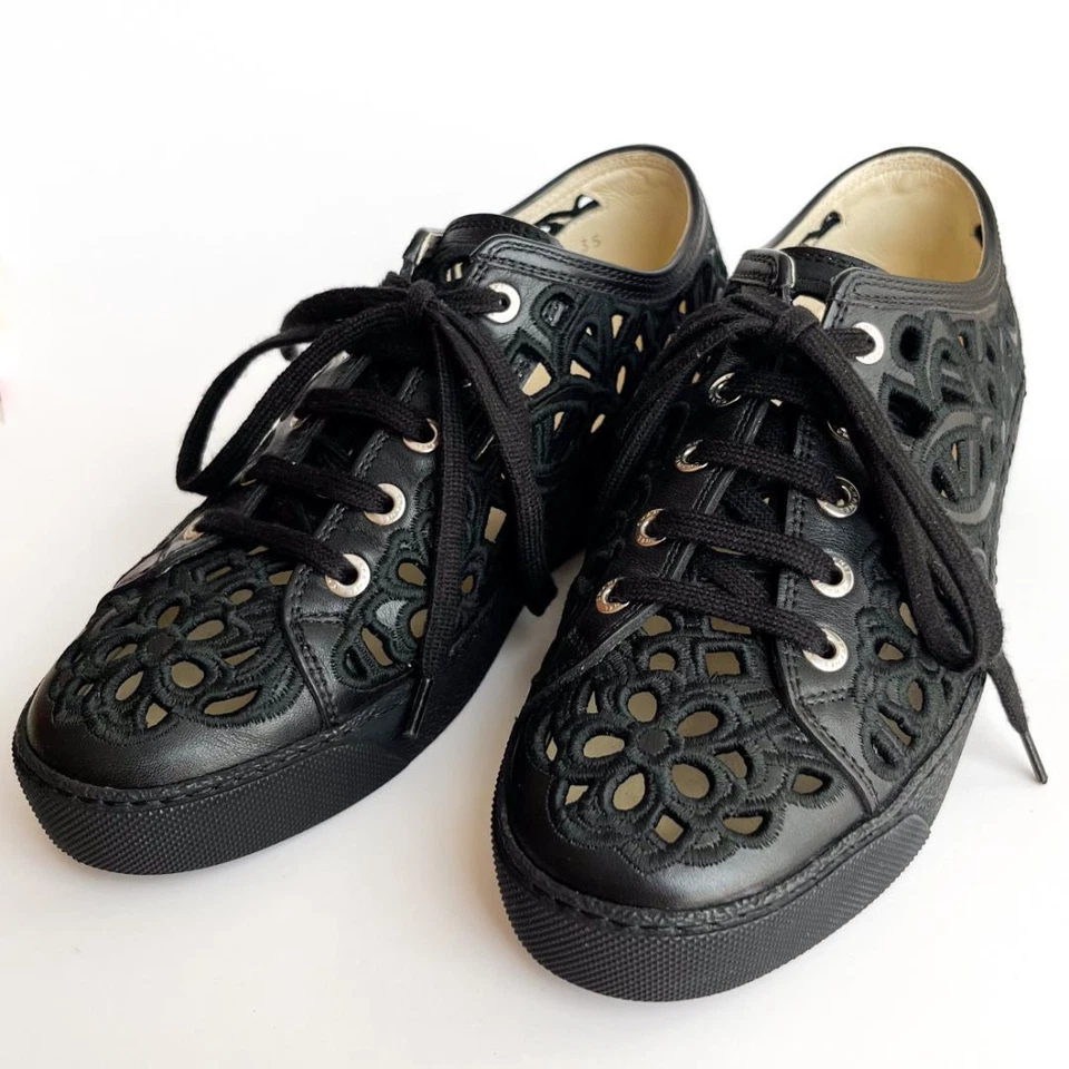 Chanel Tenis Zapatos Marca Coco Floral Negro Talla 35 EE. UU. Aproximadamente 5 Para Mujer Foto 2 de 4
