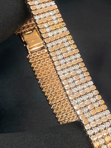 3,50 Carati Rotondo Brillante Diamanti Uomo Ampia Tennis Braccialetto In 14K Oro - Foto 9 di 12