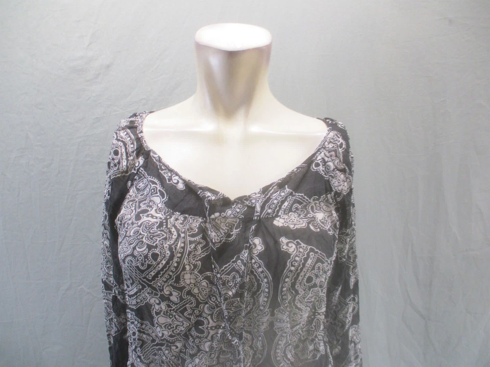 Blusa fluida manga larga con corbata de cachemira 100 % seda cachemira talla 10 INC 786 Foto 2 de 4