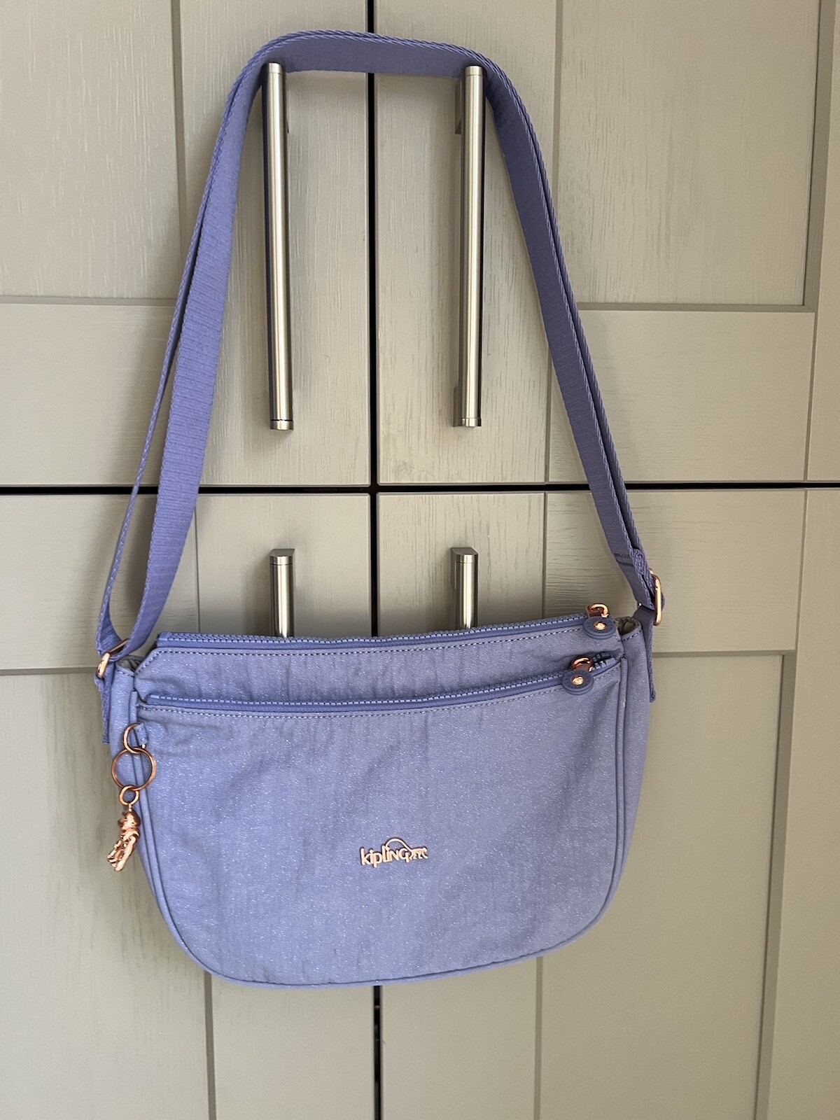 Kipling Zaina Crossbody Bag In Glitter Lilac With Gold Toned Hardware eBay