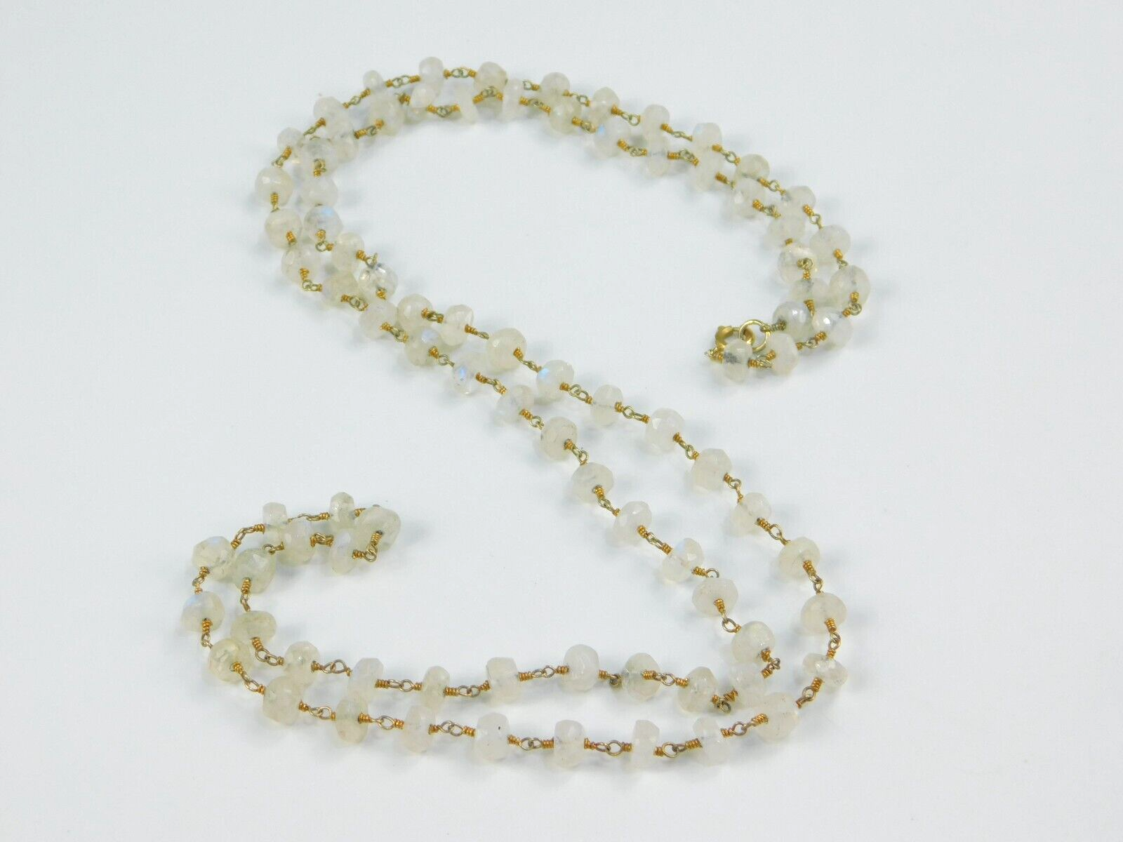 Rondelle Faceted Moonstone Station Necklace 35" eBay
