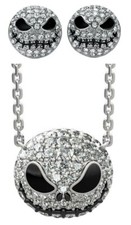 Nightmare Before Christmas Jack Skellington Rhinestone Necklace And Earrings Set