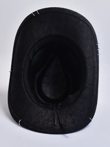 Vintage Faux Leather Western Cowboy Hat for Men, Jazz Style Panama Cowgirl Cap - Picture 4 of 10