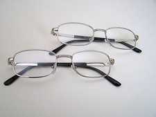 Silver Color Frame, Real Glass Lens Reading Glasses Two Pairs  1.00