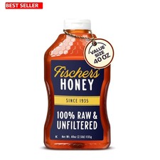 Fischer's 100 Pure, Raw  Unfiltered Honey - USA Made Honey - All-Natural