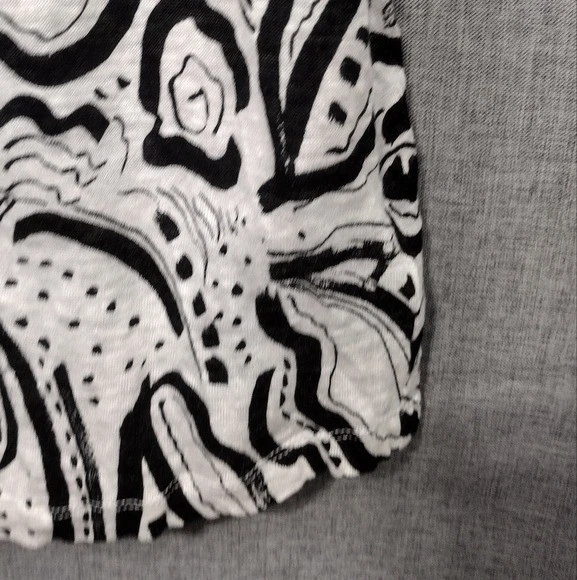 C&C California 100% Linen Geometric Tank Shirt Women's L Black White Boho Retro - Image 3 of 4