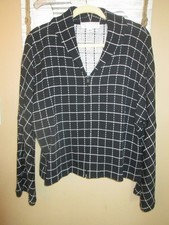 ST. JOHN COLLECTION BLACK WHITE PRINT KNIT ZIP JACKET, SZ 12