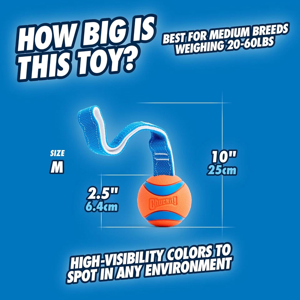 Chuckit! Brinquedo Ultra Tug Dog, Médio Fetch e Dog Ball Tug Toy para Cães 20-60 Pou - Imagem 4 de 4