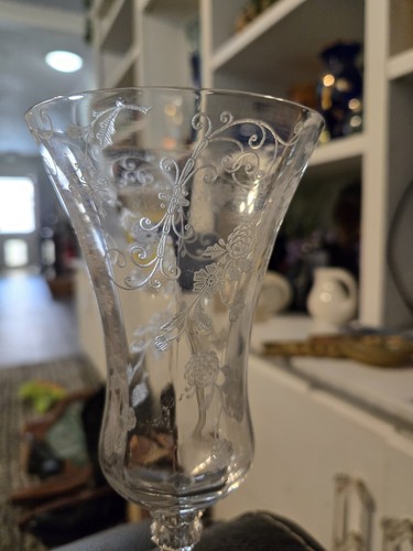 Cambridge Ersatz Glas Chantilly Eistee Kelche Stiel geätzt 7 5/8", x - Bild 2 von 3