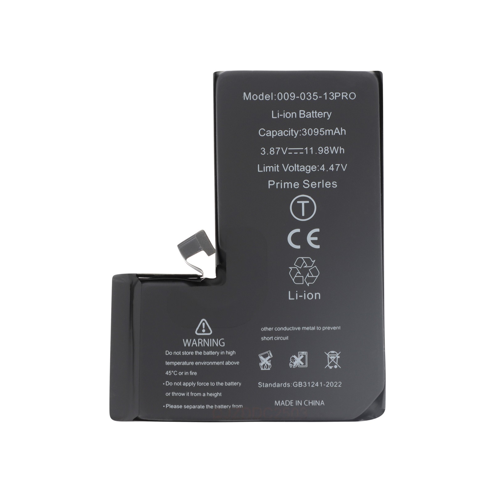 Batterie Prime compatible avec iPhone 13 Pro haute capacité Li-ion anti-surchauffe