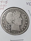 1914-S Low Mintage Silver Barber Half Dollar, VG Condition, Natural & Undamaged
